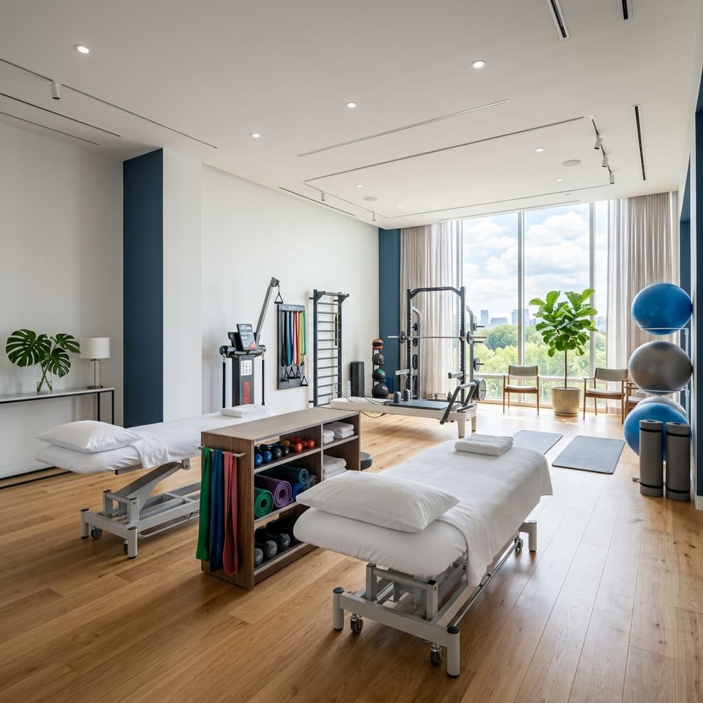 Inside Revive Physiotherapy clinic - modern treatment area with state-of-the-art equipment