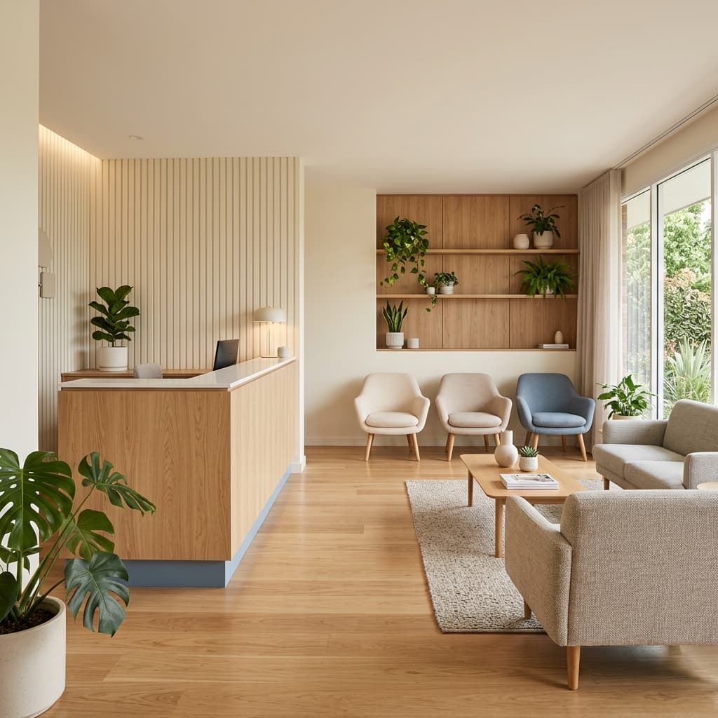 Welcoming reception and waiting area at Revive Physiotherapy